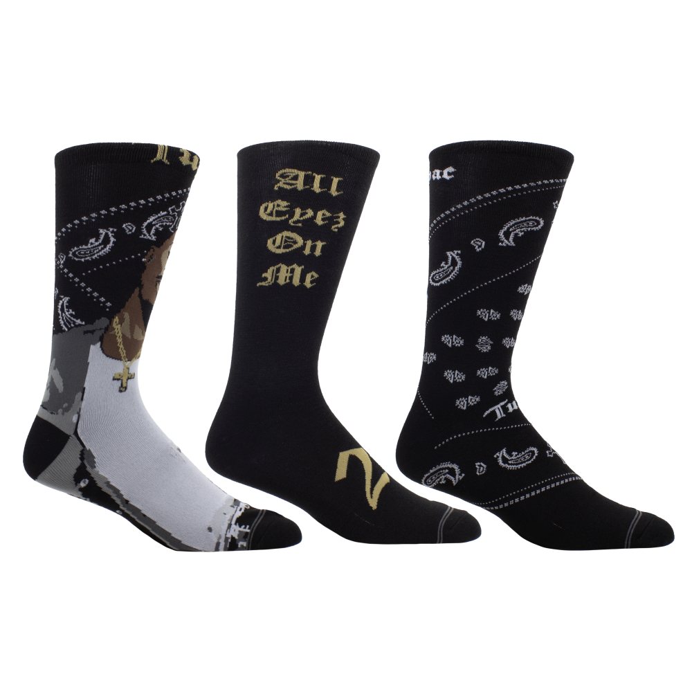 Tupac - 3 Pack Gift Box Crew Sokken - Zwart